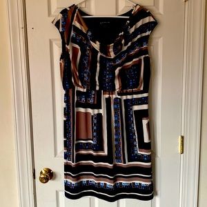 Jones NY Dress - Size 14 - Navy, Brown and White